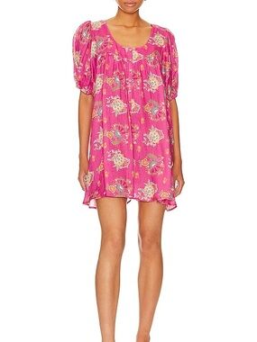 Spell Hot Pink Floral Babydoll Dress